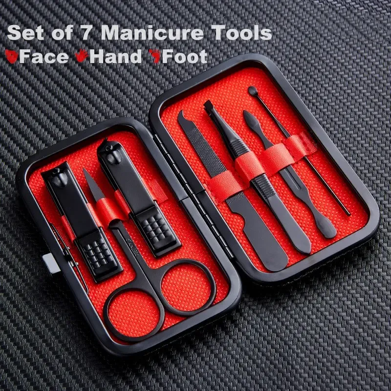 Набір манікюрний з 7 предметів у футлярі. Набір для манікюру та педикюру в чохлі (чорний)