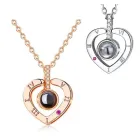 Кулон підвіска з проекцією I love you Я тебе люблю 100 мовами світу у формі серця