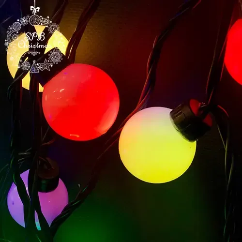 RGB вулична гірлянда 10 Е27 IP44 чорна 10 метрів Horoz CARNAVAL-F10 з лампами Feron комплект