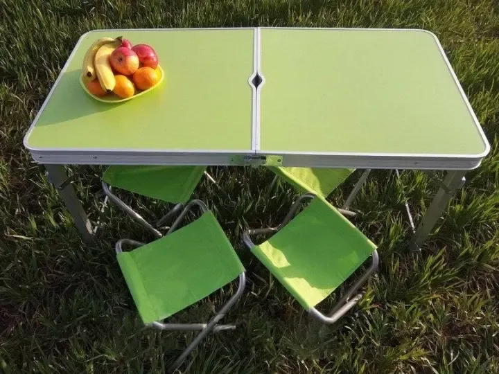 Зелений Розкладний стіл чемодан Посилена для пікніка зі стільцями