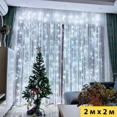 Гірлянда Світлодіодна Штора Xmas 200 LED 3х2 м Білий USB