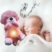 рожева Дихаюча плюшева іграшка видра зі світлом та звуком