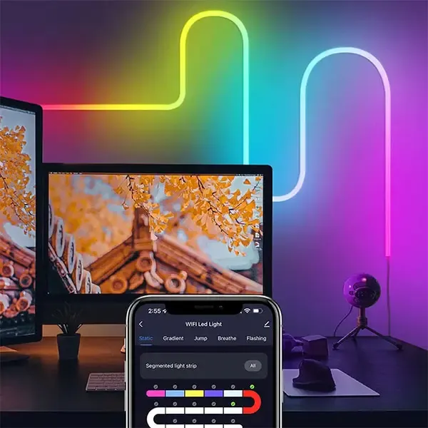 Розумна гнучка LED Neon RGB стрічка-шланг 5 метрів від USB керування режимами з телефону, Bluetooth додаток, пульт