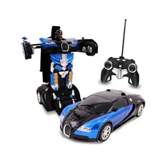 Машинка Трансформер Bugatti Size 18 см Robot Car синя з пультом