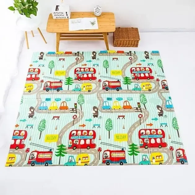 Англійський алфавіт/Ведмедик Дитячий двосторонній термо килимок 180*200 в сумці