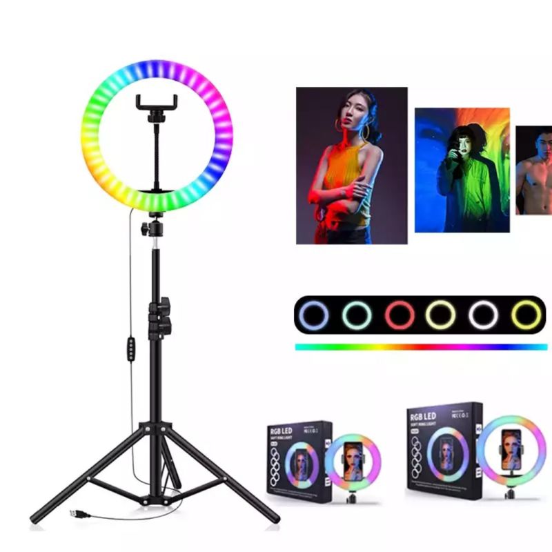 Кільцева лампа 32см LED зі штативом 200см для професійної зйомки
