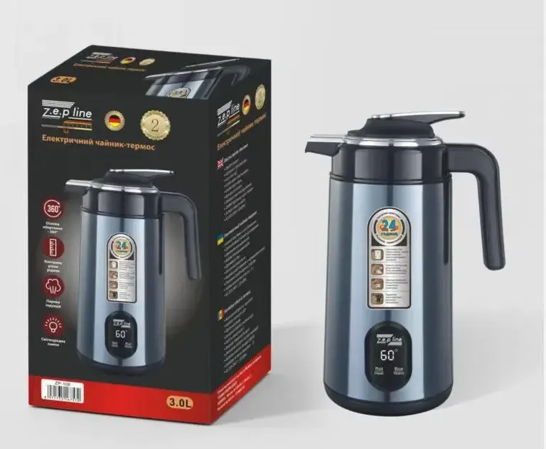 Синій Електрочайник термос Zepline ZP-123-R 3л 2200 Вт