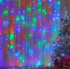 Святкова гірлянда завіса "Штора" на вікно 160LED 2х2м Мультикольоровий колір діодів Мульти USB