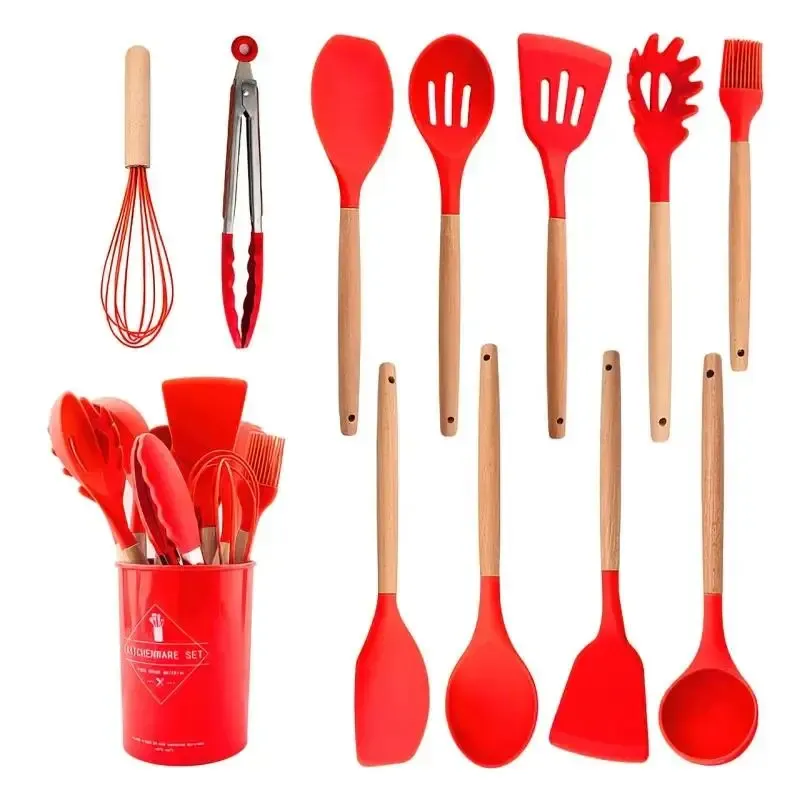 Набір кухонного приладдя силіконовий  Kitchen Set RB-2239 рожевий (12 предметів)