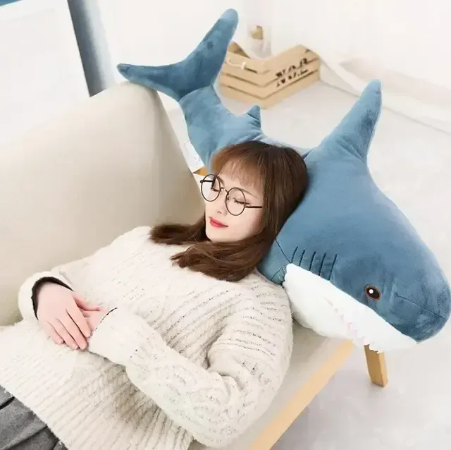 Дитяча м'яка плюшева антистрес іграшка-подушка обіймашка Shark Doll "Акула" 60 см