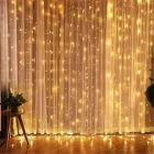 Гірлянда Водоспад USB штора 3х2м, білий теплий, 200 LED + пульт / Новорічна світлодіодна гірлянда на вікно