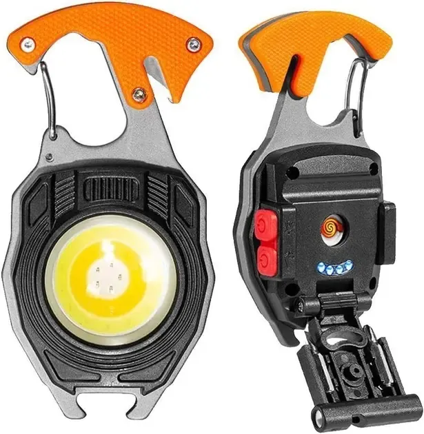 Акумуляторний LED ліхтарик W5147 з Type-C (7 режимів, прикурювач, карабін, ніж, магніт)