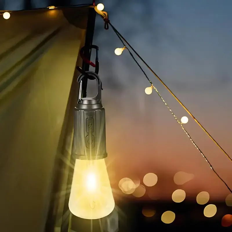 Лампочка з акумулятором + карабін, від USB, BL HK-169C / Підвісна LED лампочка / Ліхтар для кемпінгу
