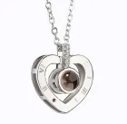 Кулон підвіска з проекцією I love you Я тебе люблю 100 мовами світу у формі серця