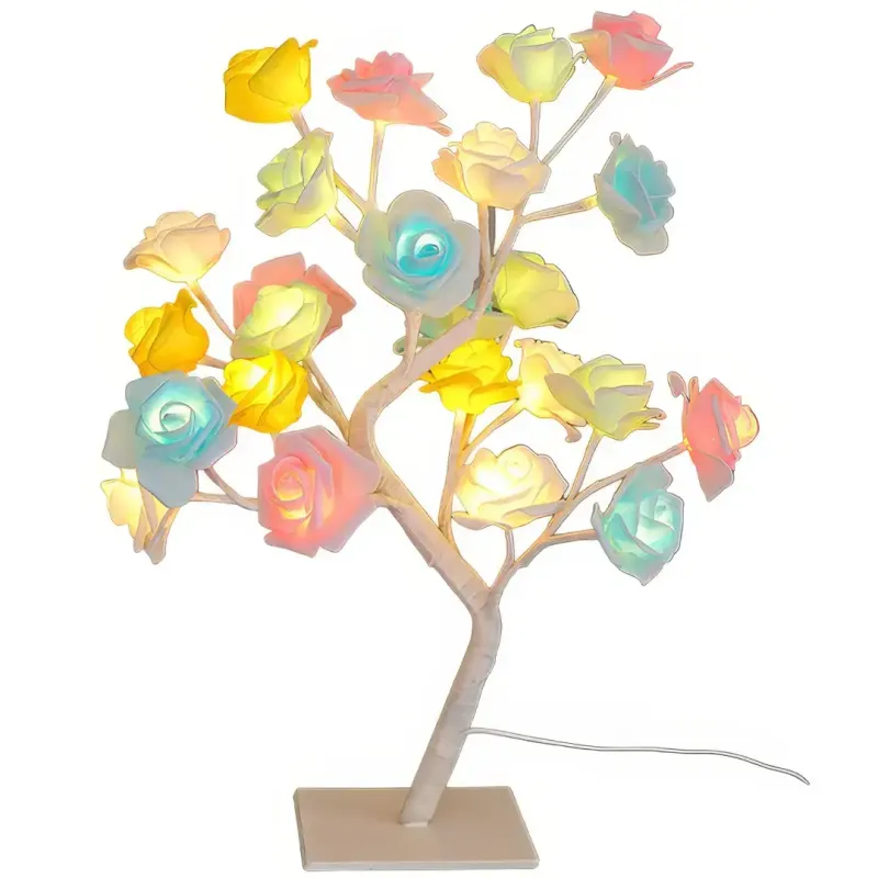 Біло-рожева Настільна світлодіодна лампа / Дерево Троянда / Декоративна настільна лампа для дому