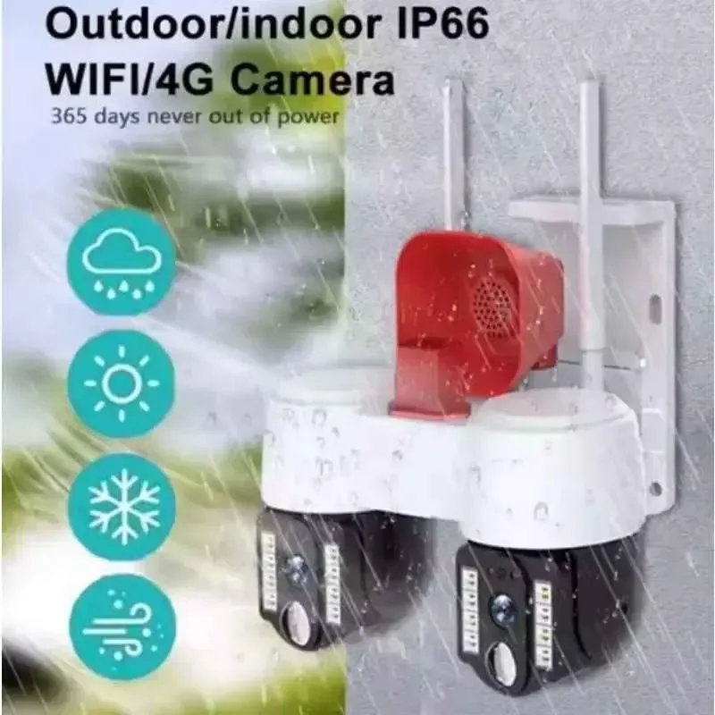 Високопродуктивна камера відеоспостереження з двома напрямками руху, WIFI, горизонтальне обертання на 360° та вертикальне на 90°, водонепроникна, нічне бачення, датчик руху, 4M, x10, V380pro