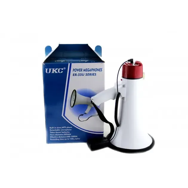 Мегафон гучномовець, ручний рупор з диктофоном та сиреною MEGAPHONE ER-55 12v