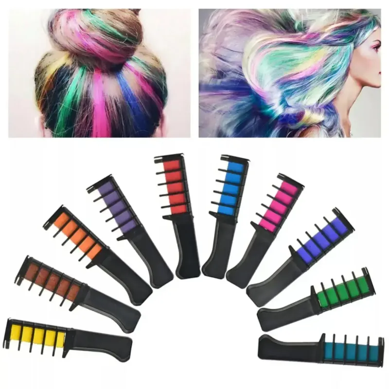 Набір крейди для волосся 6  шт Hair chalk Різнокольорові барвники гребінець для дітей та дорослих