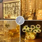 Гірлянда Водоспад USB штора 3х2м, білий теплий, 200 LED + пульт / Новорічна світлодіодна гірлянда на вікно