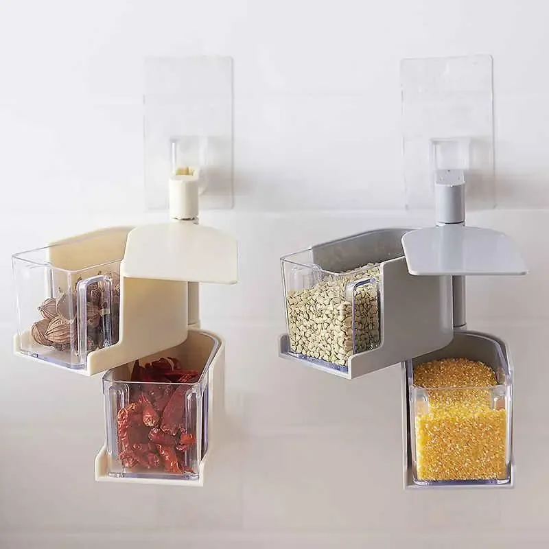 Модульна полиця для спецій настінна з поворотними контейнерами