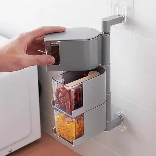 Модульна полиця для спецій настінна з поворотними контейнерами