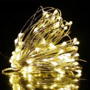 Новорічні гірлянди. Мідна дротяна лампа 100LED 10м, Колір Теплий Силіконовий дріт (7109)