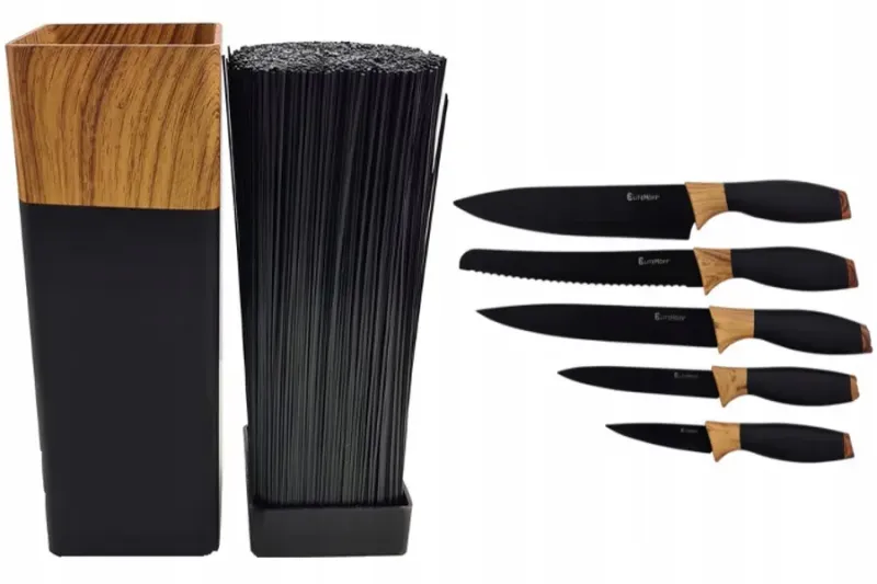 Набір кухонних ножів у блоці з 5 штук EliteHoff ножі в органайзері