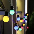 RGB вулична гірлянда 10 Е27 IP44 чорна 10 метрів Horoz CARNAVAL-F10 з лампами Feron комплект