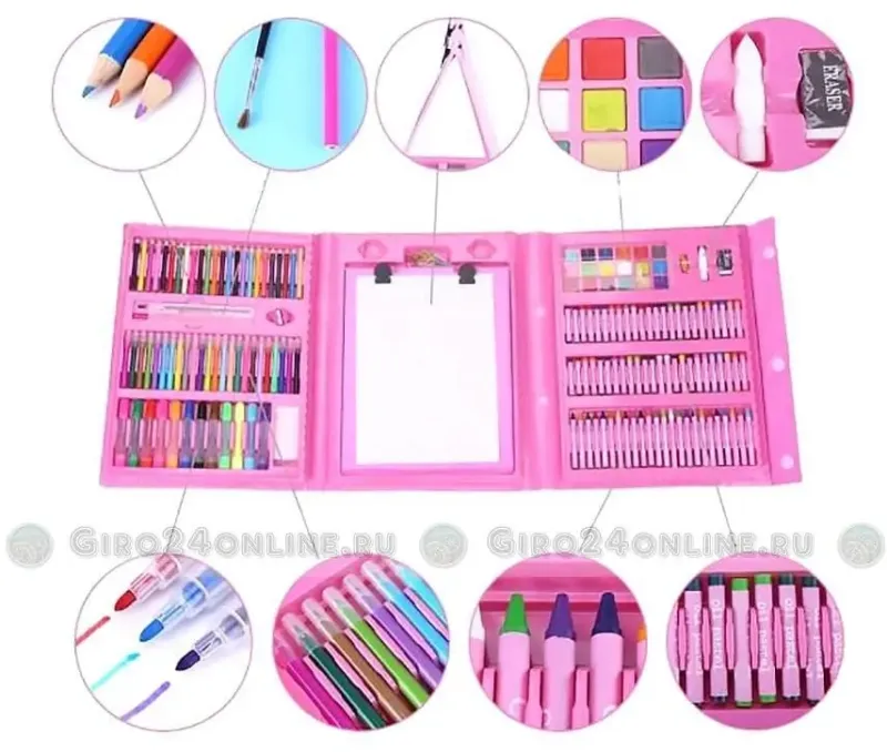 Набір для малювання у валізі з мольбертом 208 предметів