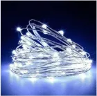 Новорічні гірлянди. Мідна дротяна лампа 100LED 10м (батарейки) Колір білий Силіконовий провід (7108)