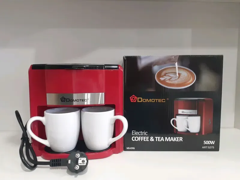 Кавоварка Domotec MS-0705 Red + 2 керамічні чашки