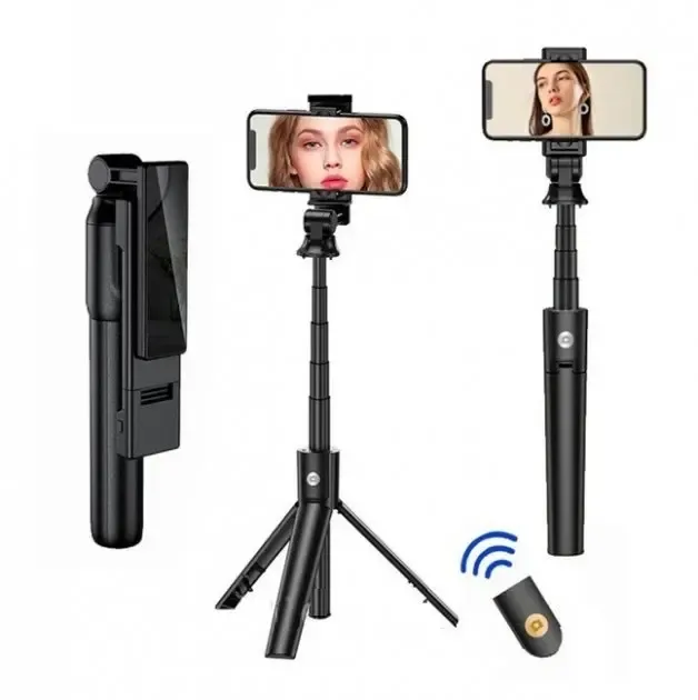 Монопод-трипод для селфі Selfie K22 + знімний Bluetooth пульт / палиця селфі з тринога К22 (Чорний)