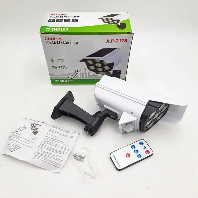 Вуличний ліхтар на сонячній батареї з датчиком руху та пультом JLP-2178 Ліхтар-прожектор у вигляді камери