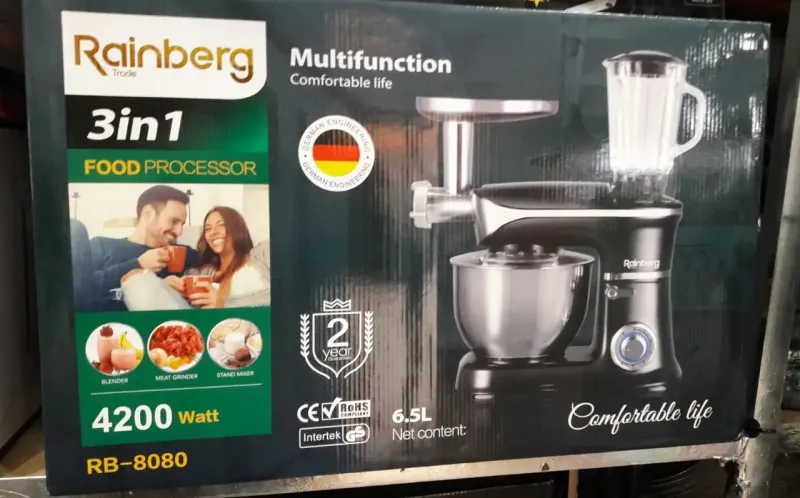 Кухонний комбайн 3 в 1 Rainberg RB-8080 Тістоміс / М'ясорубка / Блендер / Планетарний міксер 4200В