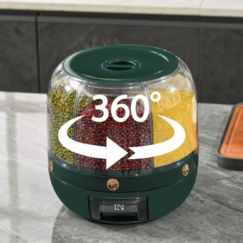 Зелений Круглий органайзер-диспенсер для круп із дозатором 10 л