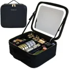 Рожева Дорожня косметичка-валіза з LED дзеркалом Рожева