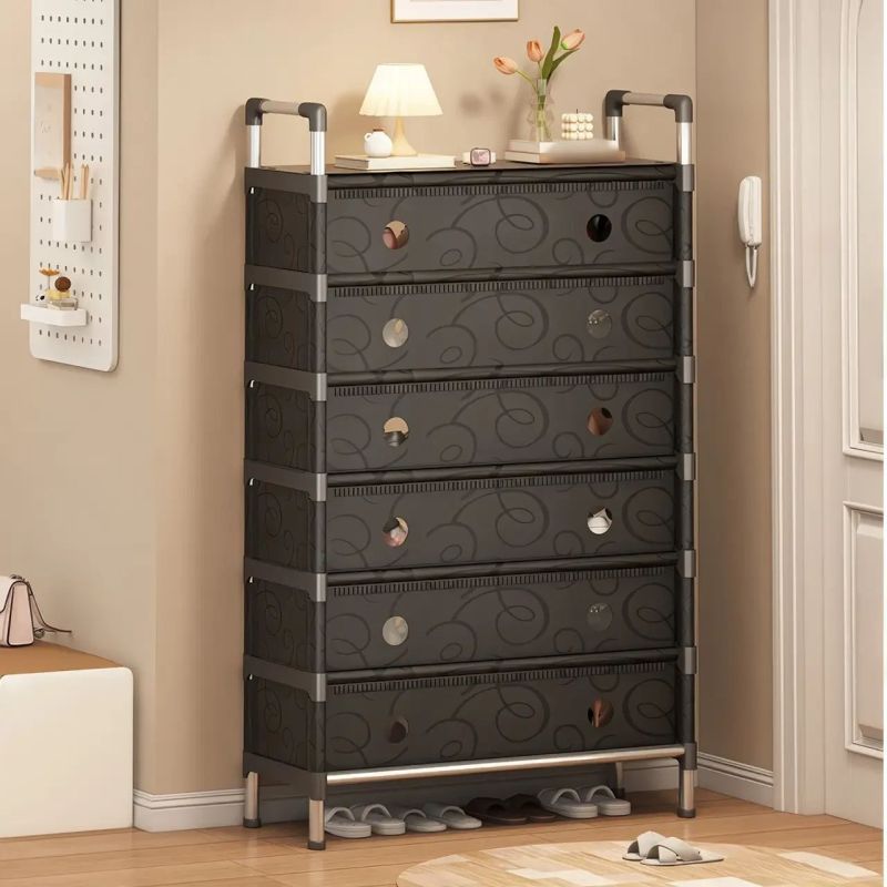 Підлогова 6-рівнева полиця для взуття 140х63х28 см SKLM-32 Чорна