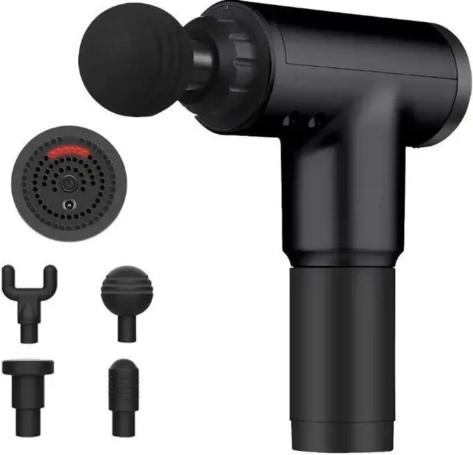 Портативний ручний масажер Fascial Gun KH-320 чорний, М'язовий ручний ударний масажер