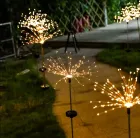 Ліхтар садовий Феєрверк газонний на сонячній батареї, 90 led, 8 режимів (2 шт. у комплекті)