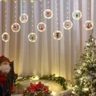 Гірлянда штора "Круги та кулі" 3м (ялинка, сніговик, дід мороз, олень, шапка)