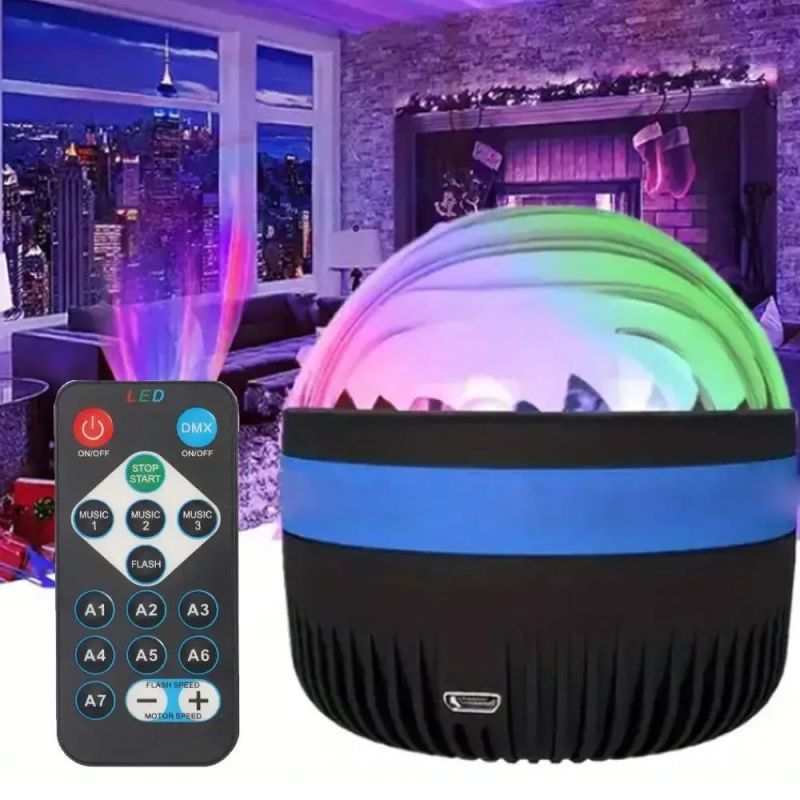 Нічник-проектор зоряного неба RGB + пульт ДК, від USB, AT-0  Світлодіодна обертова лампа