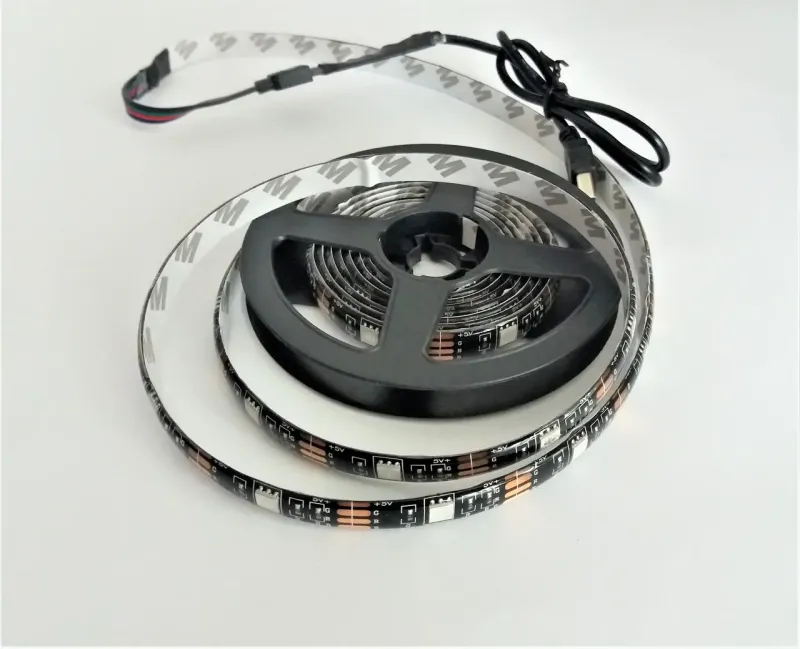 Стрічка світлодіодна RGB 5050 5м з пультом для підсвічування телевізора, монітора, меблів від USB