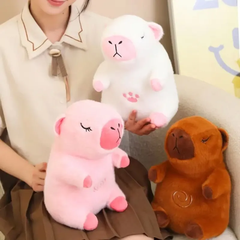 Білий Інтерактивна дихаюча Капібара Snuggle Pulse CapyBuddy 30 см м'яка плюшева іграшка