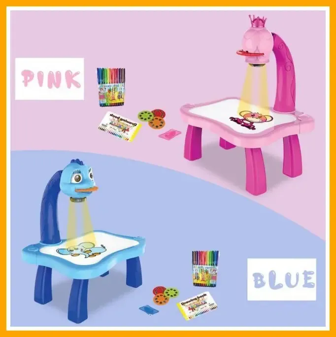 Дитячий стіл проектор для малювання з підсвічуванням Projector Painting РОЖОВИЙ