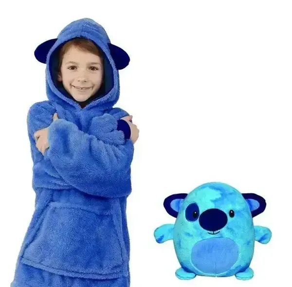 Блакитний Дитяча іграшка-толстовка плед трансформер з капюшоном та рукавами 3 в 1 Huggle Pets Hoodie