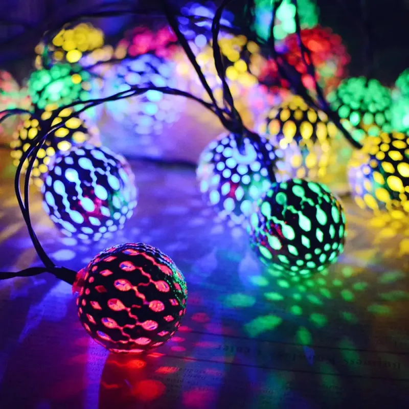 Гірлянда світлодіодна Кулька металева золота, 20 LED, Мультицвет