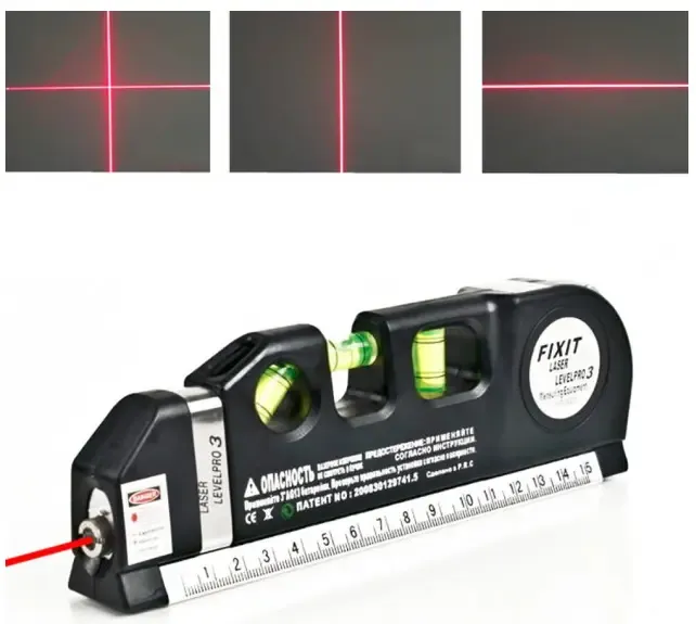 Лазерний рівень із вбудованою рулеткою FIXIT Laser Level Pro 3 4в1 рулетка лінійка