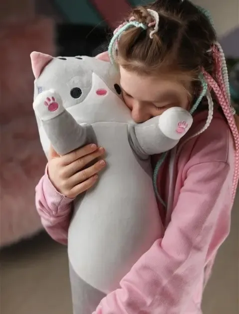 М'яка Іграшка Кіт Довгий 50см Подушка Обнімашка коричневий