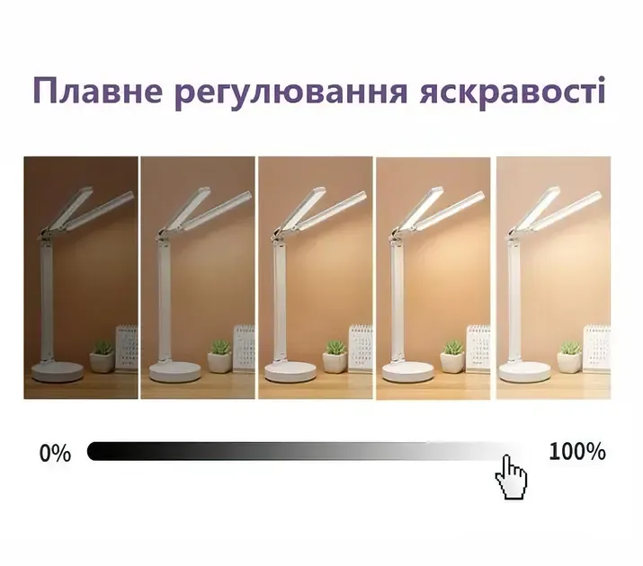 Светодиодная LED настольная лампа с двумя плафонами с термометром, временами, календарем, подставка для ручек на аккумуляторе