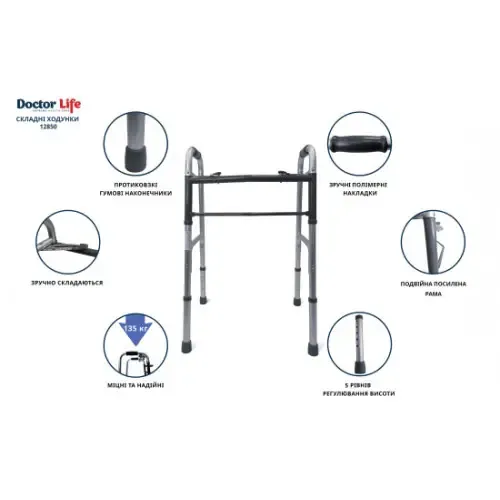 Ходунки для пересування 2 в 1 сталеві універсальні MED1-N27